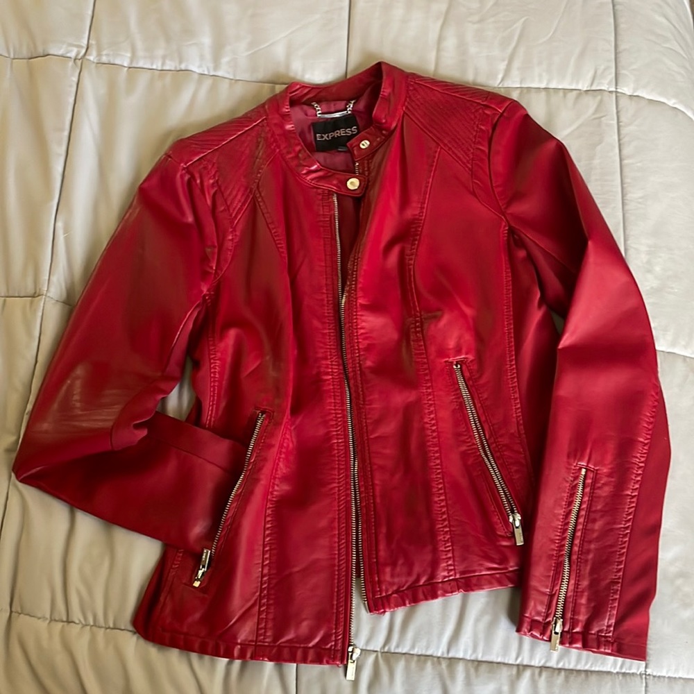 Red faux leather jacket - Express